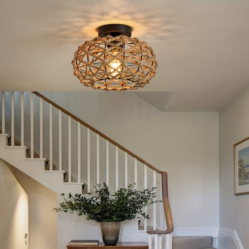 Boho Woven Hemp Ceiling Light