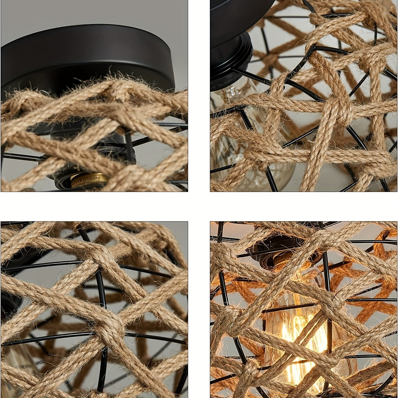 Boho Woven Hemp Ceiling Light